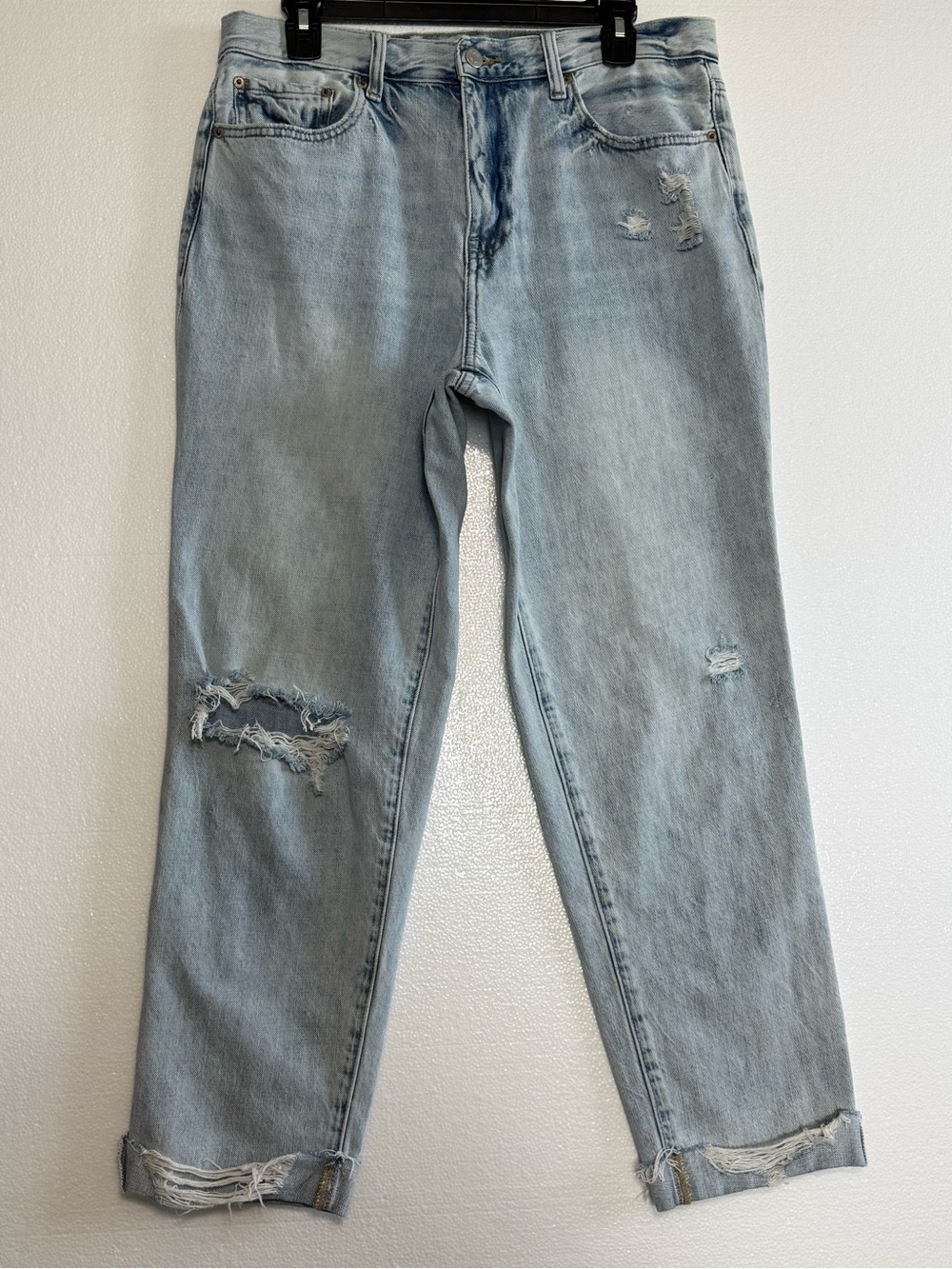 Pistola Presley High Rise Straight Leg Jean Size 30 Zip Up Distressed Light Blue